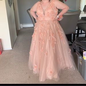 Pink flower prom dress